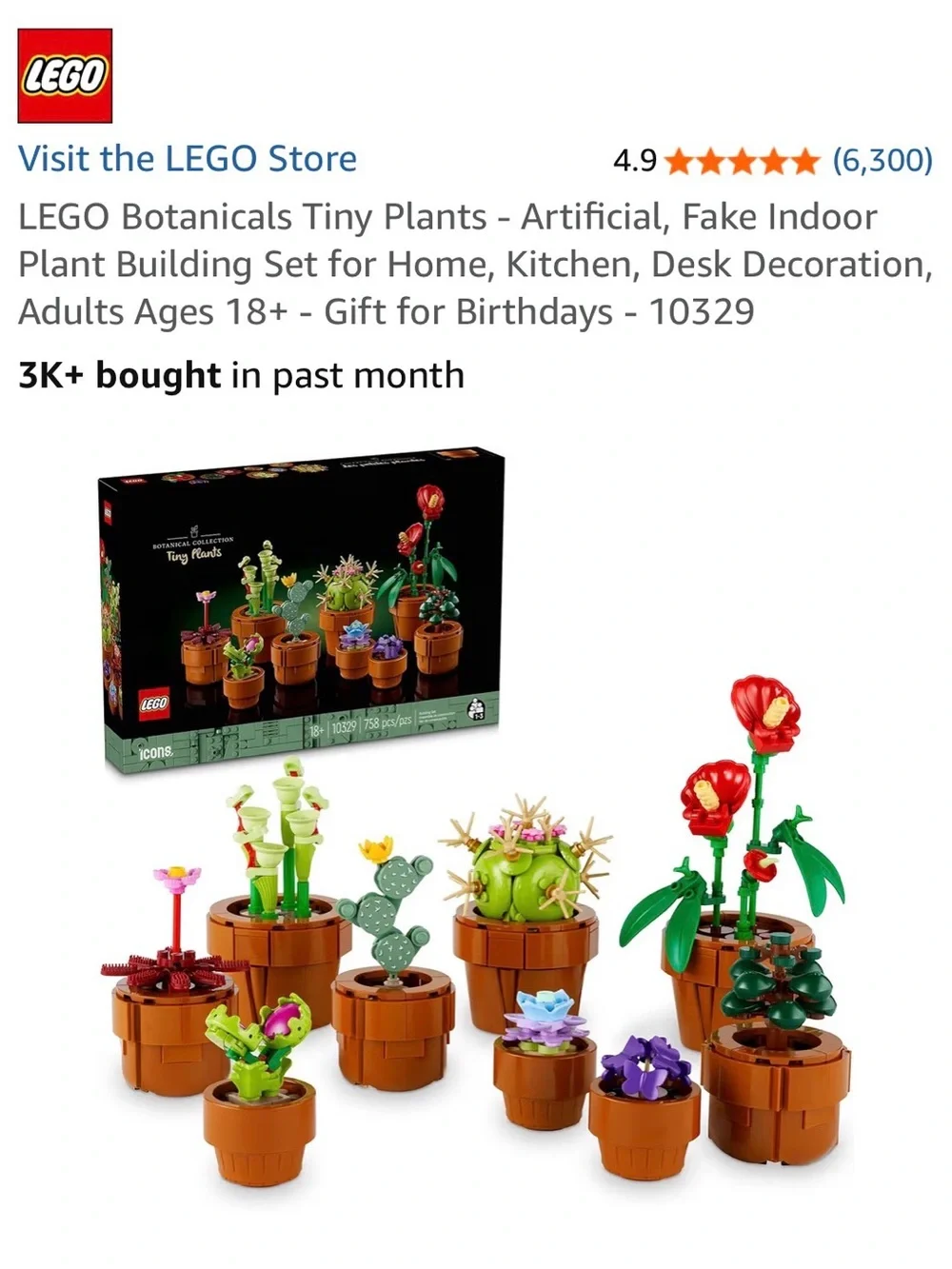 LEGO Botanical Collection Tiny Plants — Red, Green, Purple, Pink, Yellow, Brown